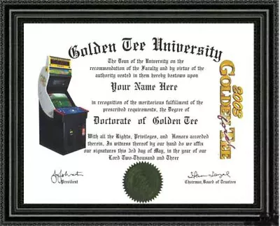 GOLDEN TEE Lover's Doctorate Diploma / Degree Custom Designed For YOU • $10.99