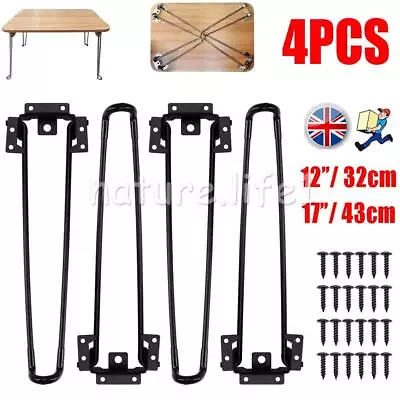 4Pcs Folding Table Legs 12  / 17  Metal Sturdy For Laptop Table Coffee +24 Screw • £14.39