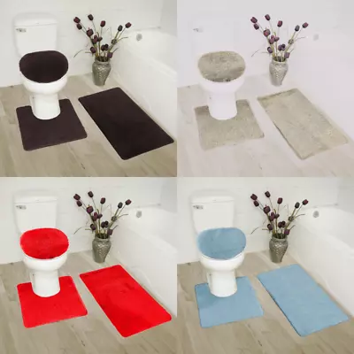 Bathroom Set Super Soft Faux Shag Bath Mat Countour Rug Toilet Lid Cover 3pc(#9) • $18.06