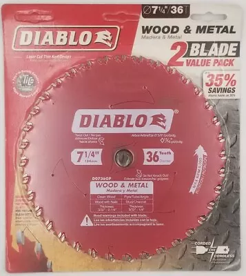 Diablo D0736GPX2 Wood & Metal Carbide Saw Blades 7-1/4  X 36T 2-Pack • $40.46