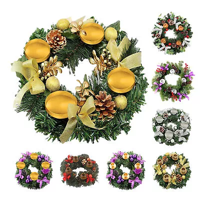 Christmas Advent Wreath With Candle Holder Centerpiece Berries Pine Cones • $26.63