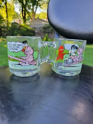 Vintage Lot Of 2 1978 McDonalds Garfield Odie Glass Mugs Coffee Cups Jim Davis  • $10