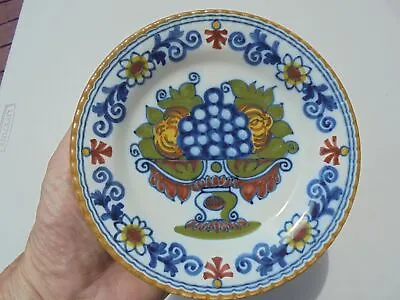 Makkum Tichelaar Polychrome Delft Pottery Fruit Compote Plate 6  Excellent • $24.99
