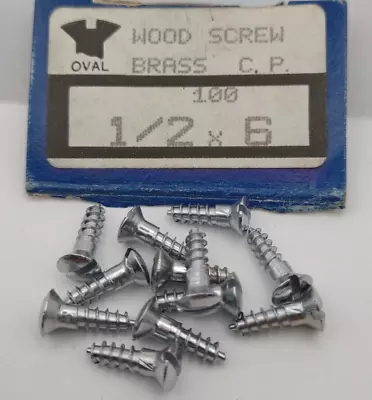 #6 X 1/2  Chrome Brass Oval Head Slotted Marine Wood Screws (12) Pack CBWS14 • $10.84