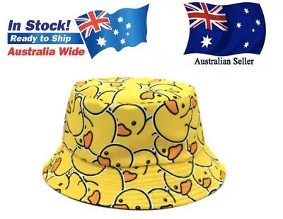 Unisex Reversible Cute Yellow Duck Travel Beach Bucket Hat • $14.99