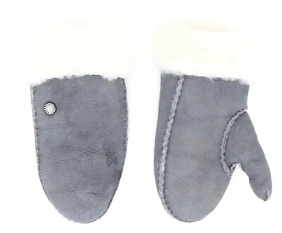 UGG Grey Sheepskin Sun Logo Mitten Kids Sz 4-6 Years 73055 • $75.05