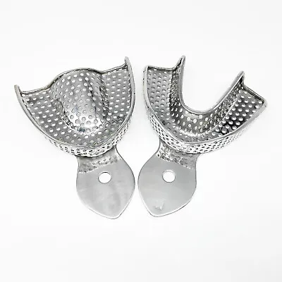 Dental Stainless Steel Autoclavable Metal Impression Trays S/M/L Upper+Lower • $6.95