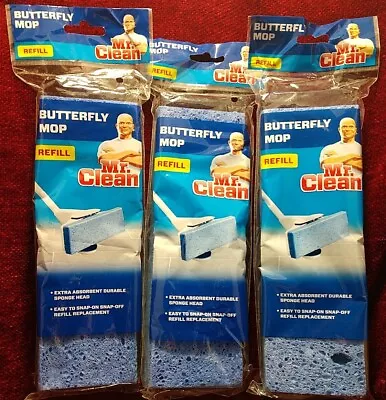 Lot Of 3 Mr. Clean BUTTERFLY Mop Refill Durable Sponge Head • $19.97