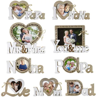£6.75 • Buy Wooden Love Heart Photo Frame Picture Anniversary Engagement Family Wedding Gift