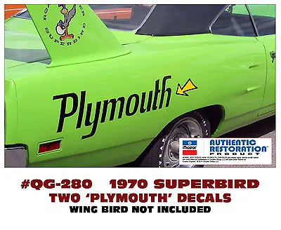 $55 • Buy Qg-280 1970 Plymouth Road Runner - Superbird - Quarter Panel - Name Decal Set