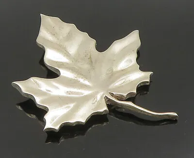 MMA 925 Sterling Silver - Vintage Modernist Single Leaf Brooch Pin - BP9451 • $121.25