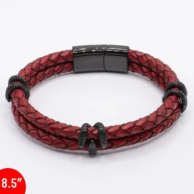 $29.64 • Buy Dragon Claw Leather Bracelet With Adjustable Stainless Steel Claws - Size 8.5 