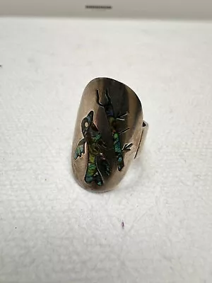 Taxco Mexico Sterling Silver Abalone Inlay Bird On The Branch Ring 5.4g Sz 6.25 • $46.99