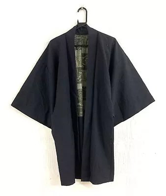 Vintage Japanese Yukata Kimono Traditional Short Robe Blue Jacket Size Medium • £25