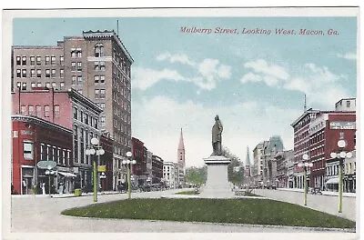 Mulberry Street Looking West Macon Georgia Vintage Postcard • $3