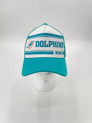 Miami Dolphins Logo Team Issued Aqua Brand New Elastic Fitted Hat Mesh Back • $8.99