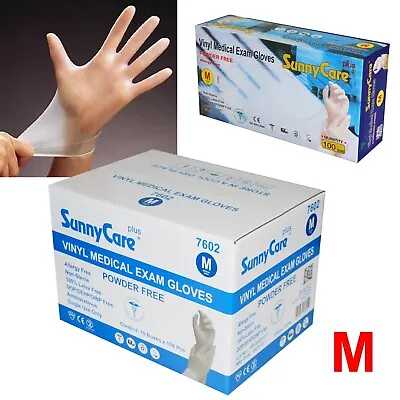 1000Pcs SunnyCare Vinyl Exam Gloves Powder Free (Latex Nitrile Free) 🔥🔥🔥🔥 M • $35
