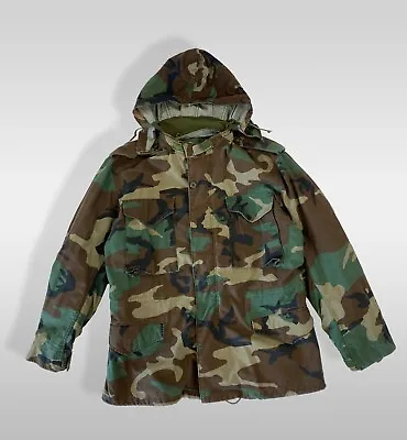 Alpha Industries Camo M65 Hide Hood Cold Weather Military Field Jacket Mens Sz M • $49
