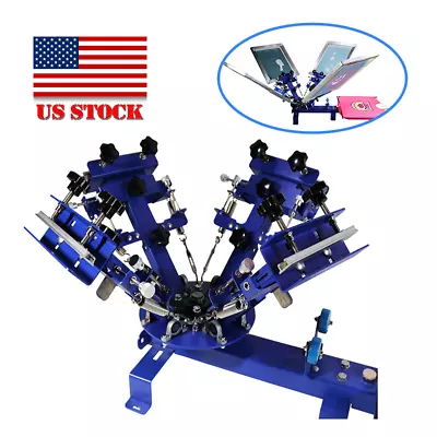 4 Color 1 Station Desktop Screen Printing Rotating Press Machine For T-Shirt DIY • $488.82