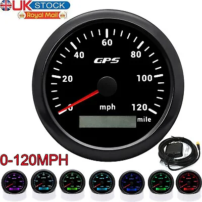 85mm Black GPS Speedometer Odometer 0-120MPH Gauge For Marine Boat Car Truck UK • £44.56