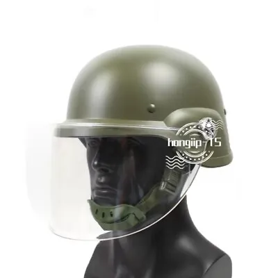 New M88 Riot Helmet+Transparent Protective Mask Military Fan Game CS Tactics • $48.45