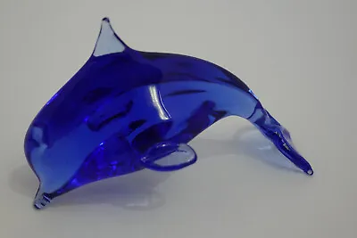 Vtg Legends Of Murano Hand Crafted Crystal Blue Cobalt Dolphin Figurine With Tag • $28.99