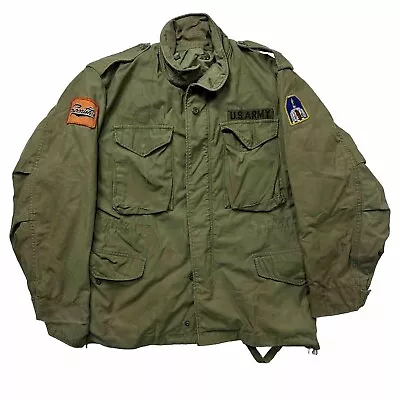 VTG 70s Vietnam Field OG-107 Jacket Harley Davidson Patches M65 Sz M Green RARE • $65