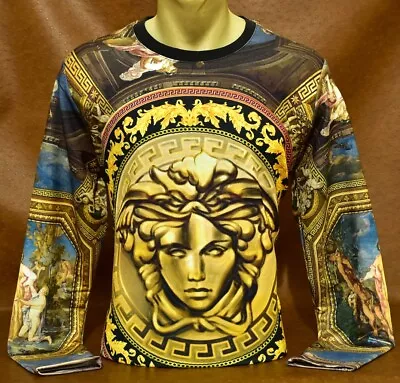 NWT - Men's Vérsace Slim Fit Baroque Design Medusa Long Sleeve T-Shirt • $48.45