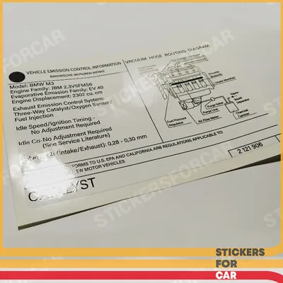 BMW E30 M3 Vehicle Emission Control Information Sticker 2121906 2121906a  • $15.99