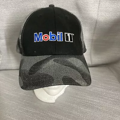 Mobil 1 Oil Gray Camo Baseball Hat Cap Strapback Hook & Loop Style 6850 • $15