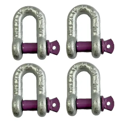 4x Lifting Shackle WLL 2 Ton Galvanised Screw Pin Tested Alloy Dee Shackles • £13.99