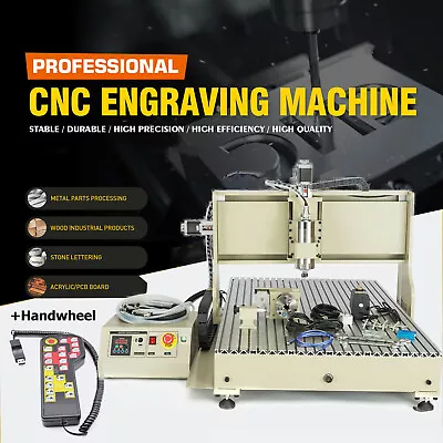 1.5KW 6090 CNC Router Engraver USB 4 Axis Metal 3D Engraving Machine & Handwheel • $1850.70