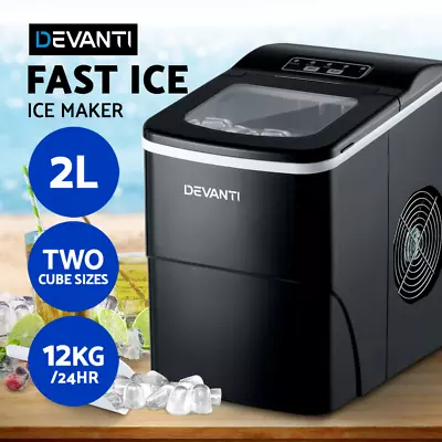 Devanti Portable Ice Maker Commercial Machine Ice Cube 2L Bar Countertop Black • $149