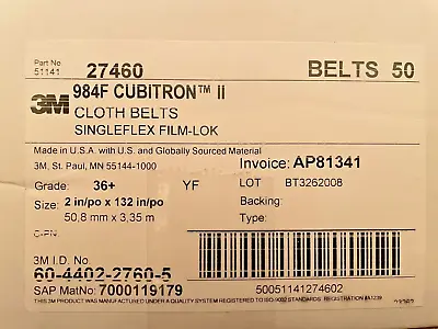 3M™ Cubitron™ II Cloth Belt 984F 36+ YF-weight 2 In X 132 In Film-lok Single • $1145
