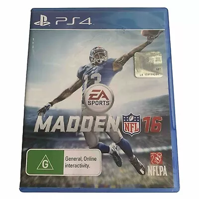 Madden NFL 16 PlayStation 4 PS4 Game EA Sports Gridiron Football FREE POST • $8.90