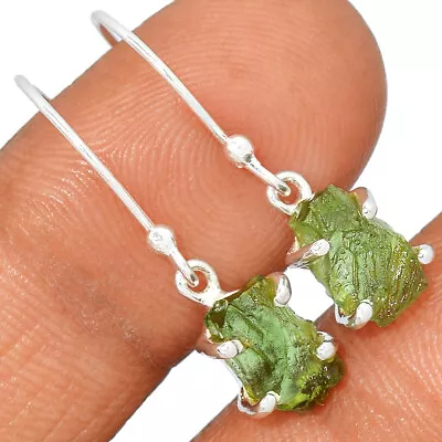 Natural Genuine Czech Moldavite 925 Sterling Silver Earrings Jewelry CE21777 • $39.99