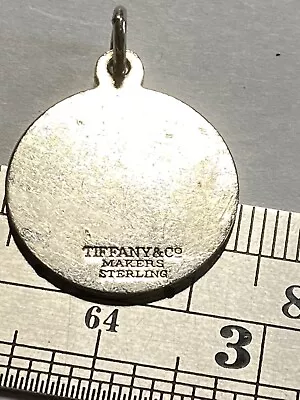 Vintage Tiffany & Co Makers Sterling Silver Round Tag Charm Pendant NO MONOGRAM • $24.99