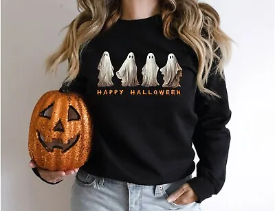 Happy Halloween Pumpkin Tee Witch  Season Unisex Sweatshirt Happy Halloween 5 • £10.69