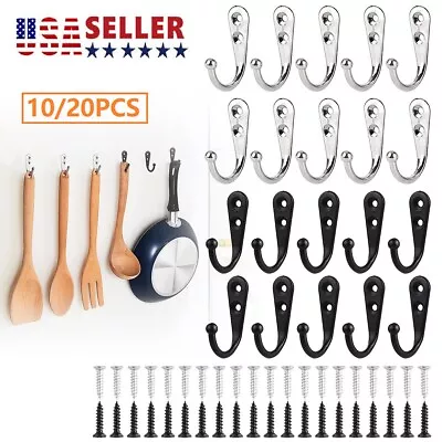 20PCS Towel Coat Heavy Duty Stainless Steel Door Wall Mount J Hook Hanger Holder • $8