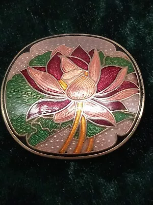 Vintage Gold Tone Cloisonne Floral Design Bolo Tie Slide • $17.99