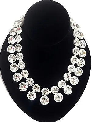 J.Crew Sparkly Crystal Double Drop Statement Necklace Crystal White BQ558 NWT • $49.99