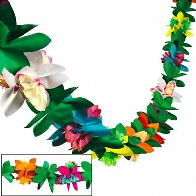 3M Hawaiian Tropical Paper Flower Garland Banner Summer Beach Luau Party Decor • £3.99