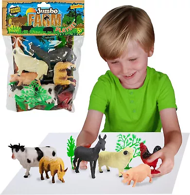 Jumbo Playset - Farm Animals From Deluxebase. Large Animal Figures Toy Set. Bag • £11.69