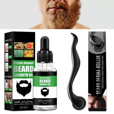 $9.45 • Buy 2x Beard Growth Kit Micro Needle Derma Roller Growing Serum Oil Grooming Set