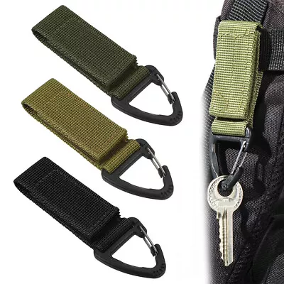 Nylon Tactical Utility Belt Key Ring Clip Keychain MOLLE Strap Gear Organizer • $4.99