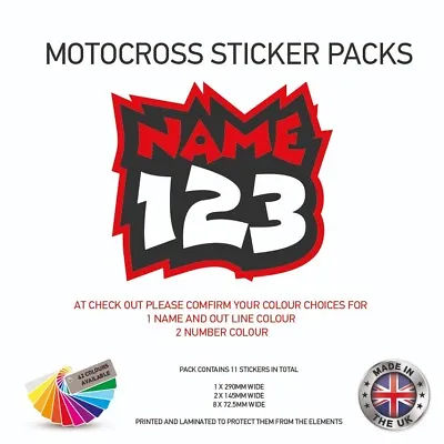 Motocross Personalised Name And Number Stickers Moto X Graphics Decals MXSP02 • $16.02