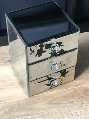 Small Mirrored 3 Drawer Bedside Table Storage Box • £3.99