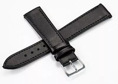 Value Mens Black Genuine Leather Watch Strap Band 18mm 20mm 22mm Replacement New • £3.50