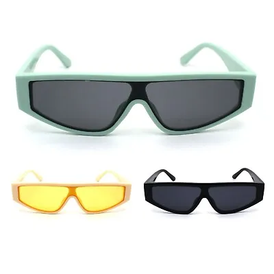 80s Retro Flat Top Funky Narrow Shield Plastic Sunglasses • $9.95