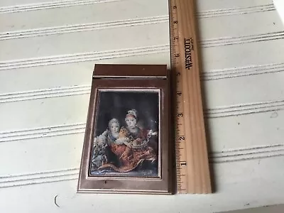 Vtg Mcm Park Sherman Note Pad Holder Painting On Silk Royal Babies Desk Accessor • $28